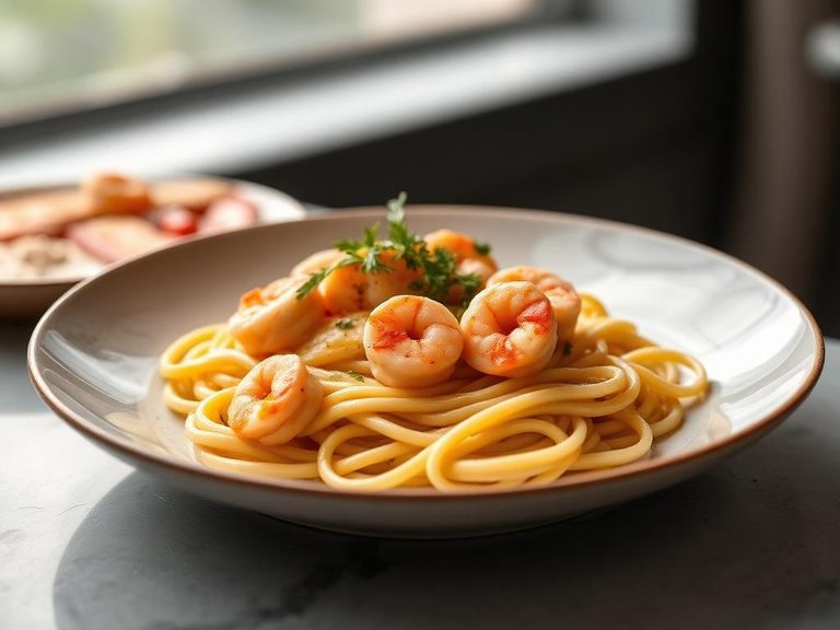 Creamy Garlic Prawn Pasta