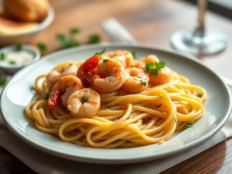 Creamy Garlic Tuscan Shrimp Pasta