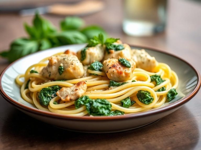 Creamy Pesto Chicken Pasta with Spinach