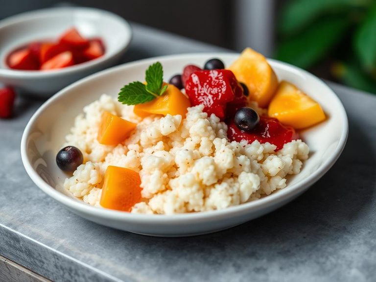 Creamy Rice Cereal with Fruit Puree