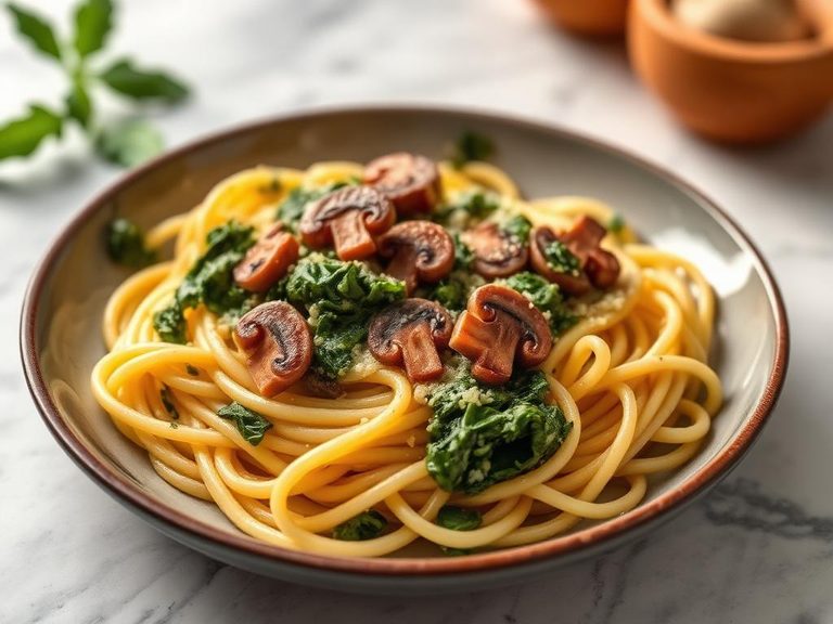Creamy Spinach and Mushroom Pasta