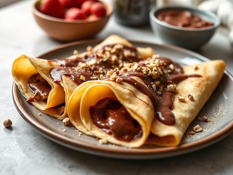 Crepes with chocolate hazelnut spread