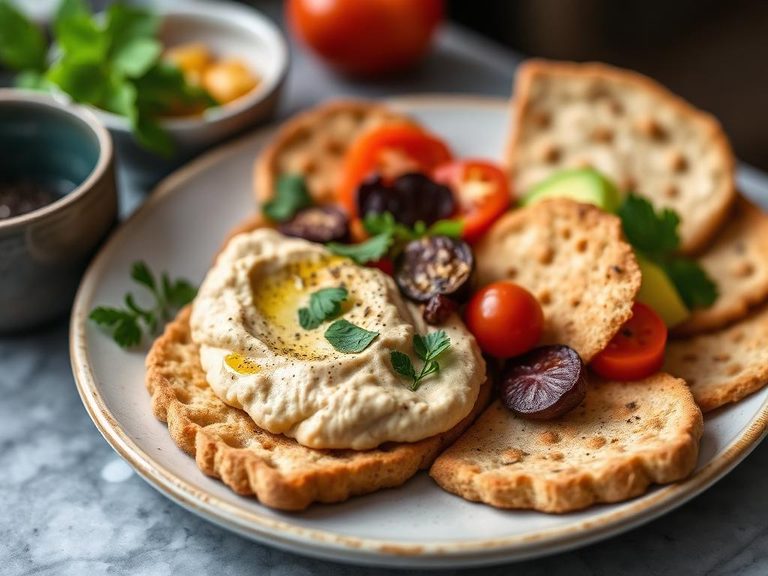 Crispbread with hummus and vegetables