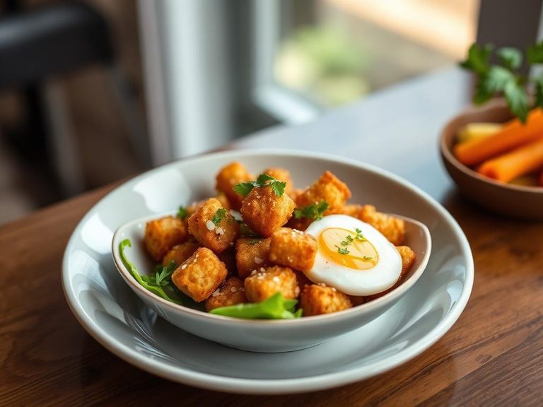 Crispy tot breakfast bowl