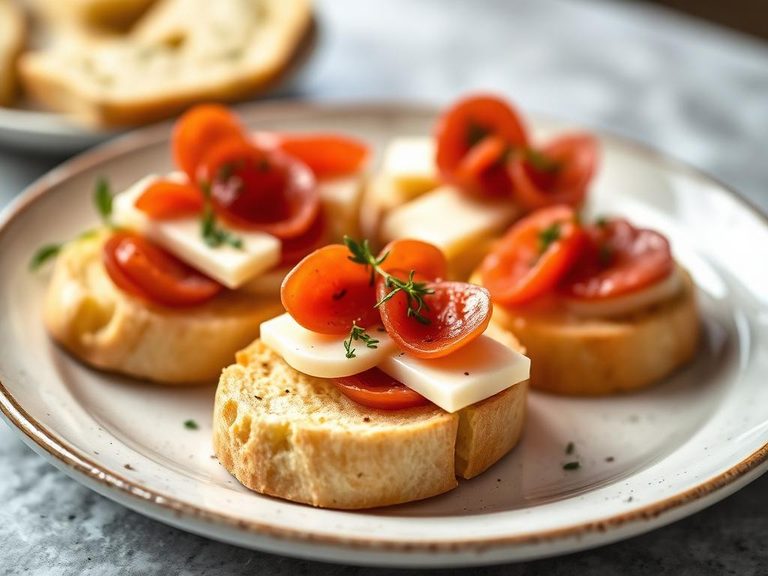 Crostini with mortadella and cheese