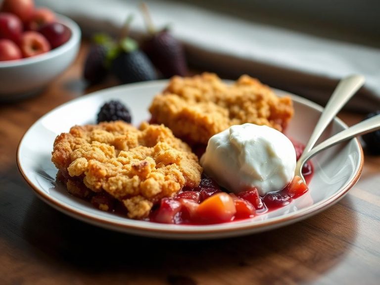 Crumbed over baked fruit crisps or cobblers