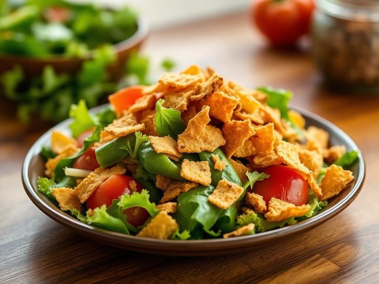 Crumbled chips as a salad topping