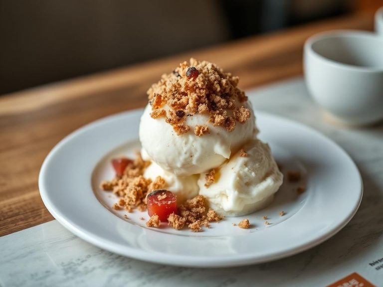 Crumbled over vanilla ice cream