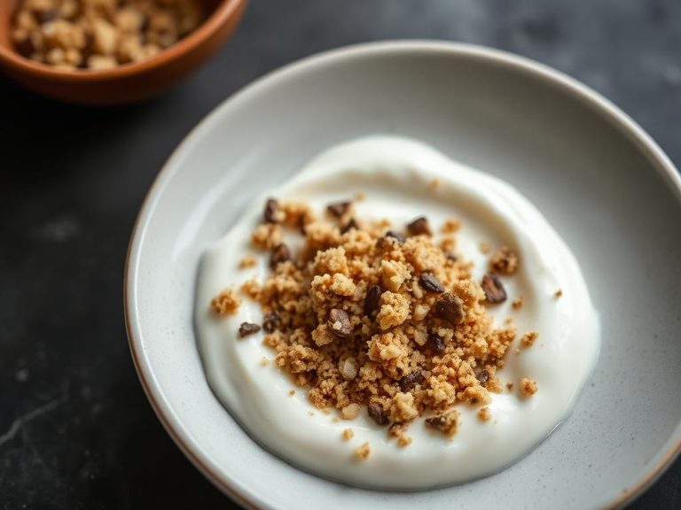 Crumbled topping for plain, full-fat yogurt