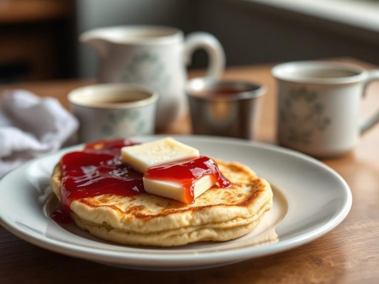 Crumpet-style with butter and jam