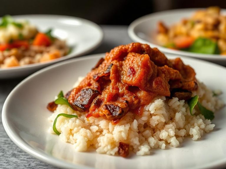Crumpled over rice or salads