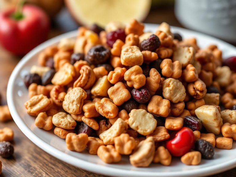 Crunchberry snack mix with nuts and dried fruit