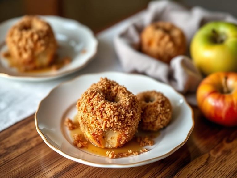 Crunchy coating for baked apples