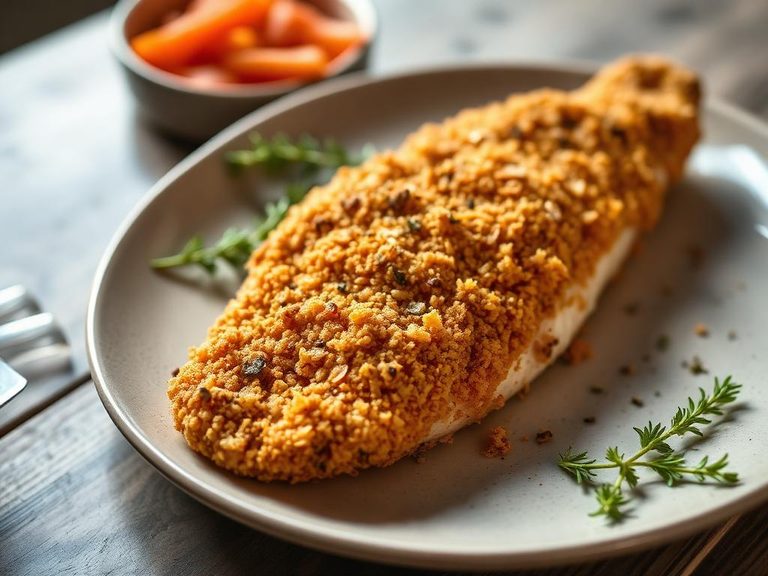 Crunchy coating for baked fish or chicken