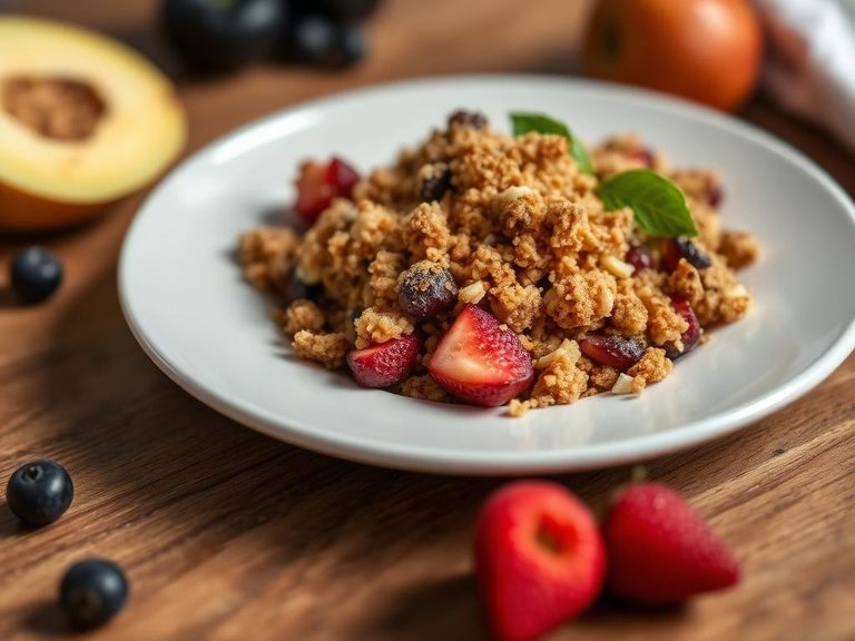 Crunchy topping for baked fruit crisps or crumbles