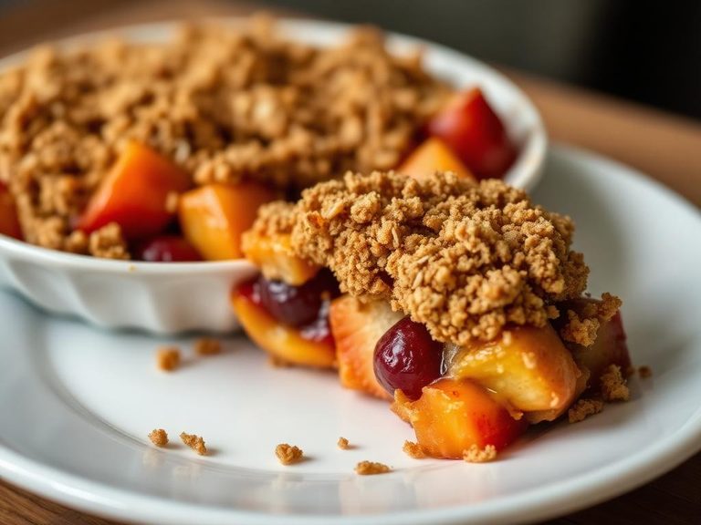 Crunchy topping for baked fruit
