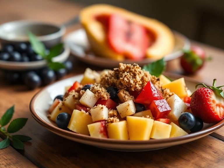 Crunchy topping for fruit salad