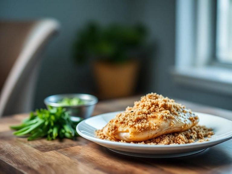 Crushed as a coating for baked chicken or fish