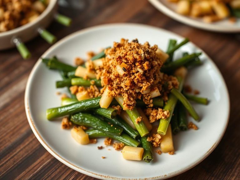 Crushed as a topping for steamed vegetables