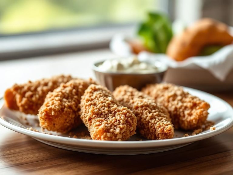 Crushed into a coating for baked chicken tenders