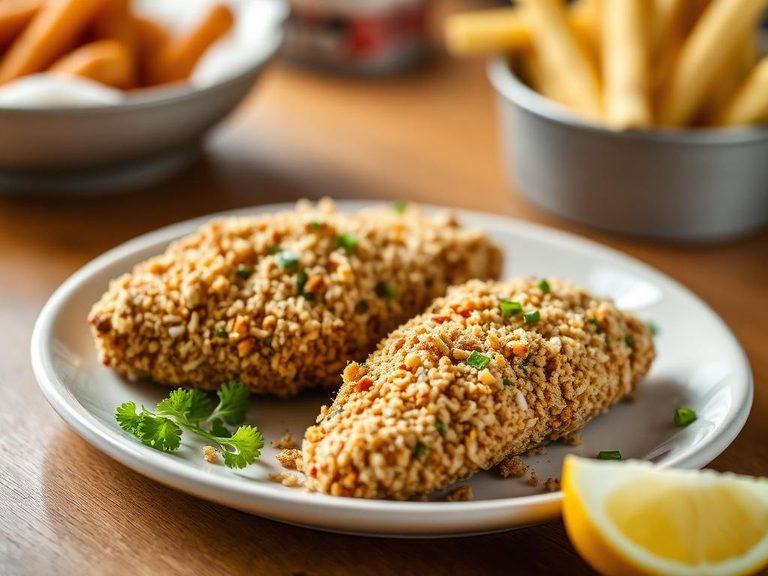 Crushed pretzel coating for chicken or fish