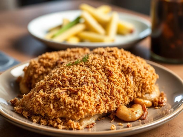 Crushed pretzel crust for baked chicken or fish