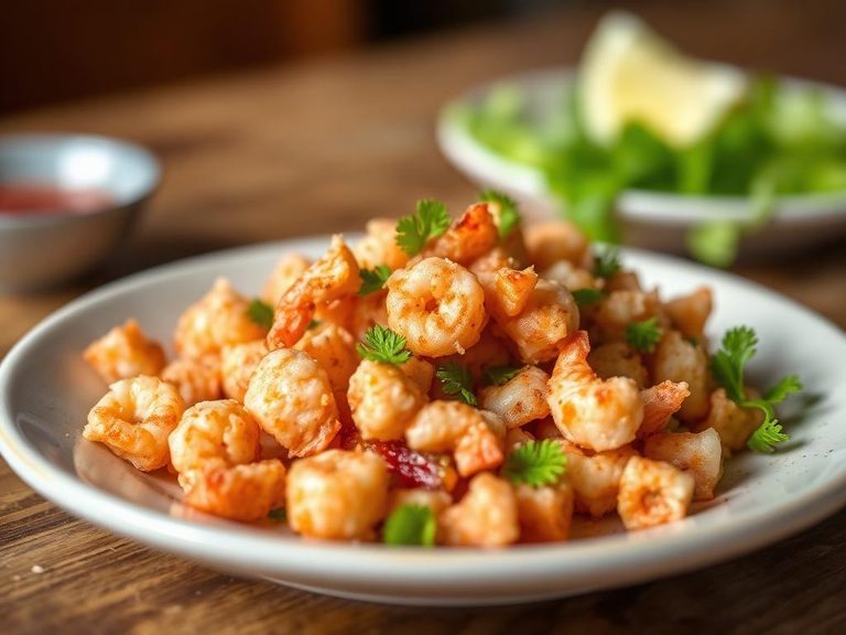 Crushed Shrimp Chips as a Garnish