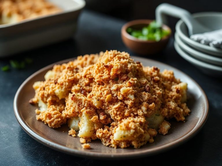 Crushed topping for baked casseroles