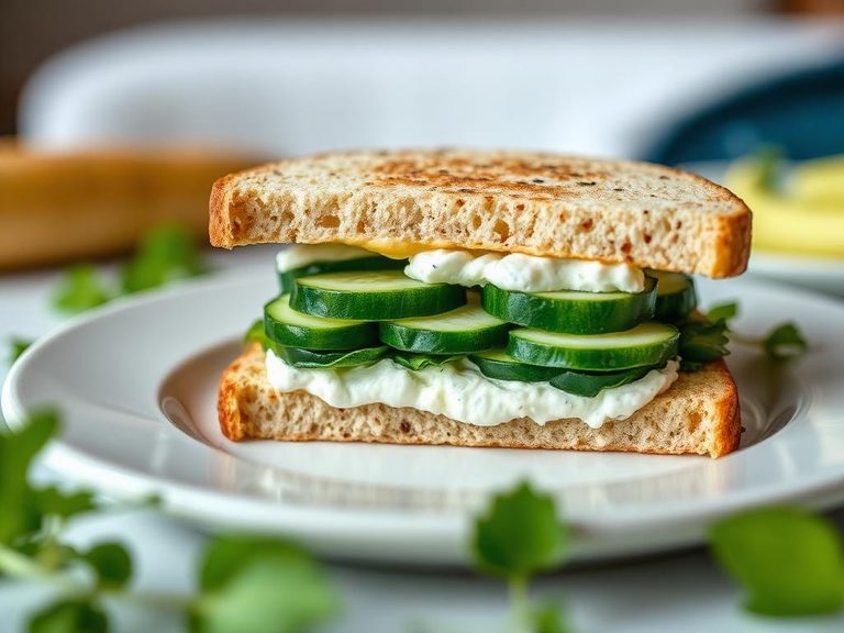 Cucumber and Cream Cheese Sandwich