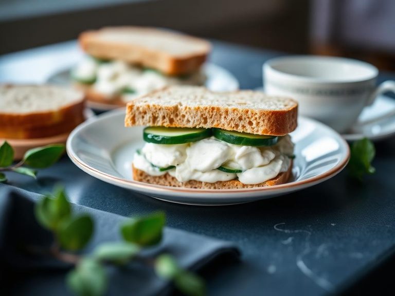 Cucumber and Cream Cheese Tea Sandwich