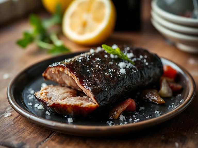 Cured sea liver with salt and fat