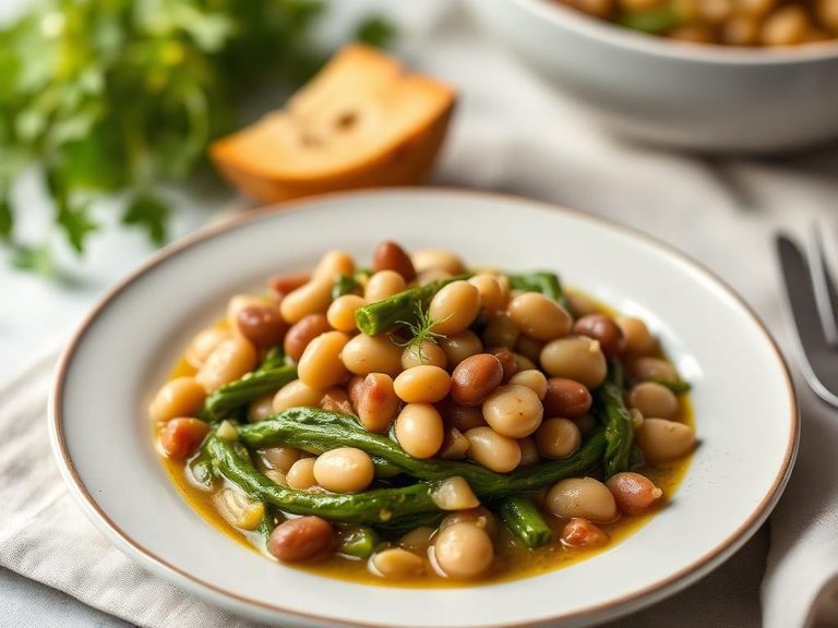 Dandelion green and white bean stew