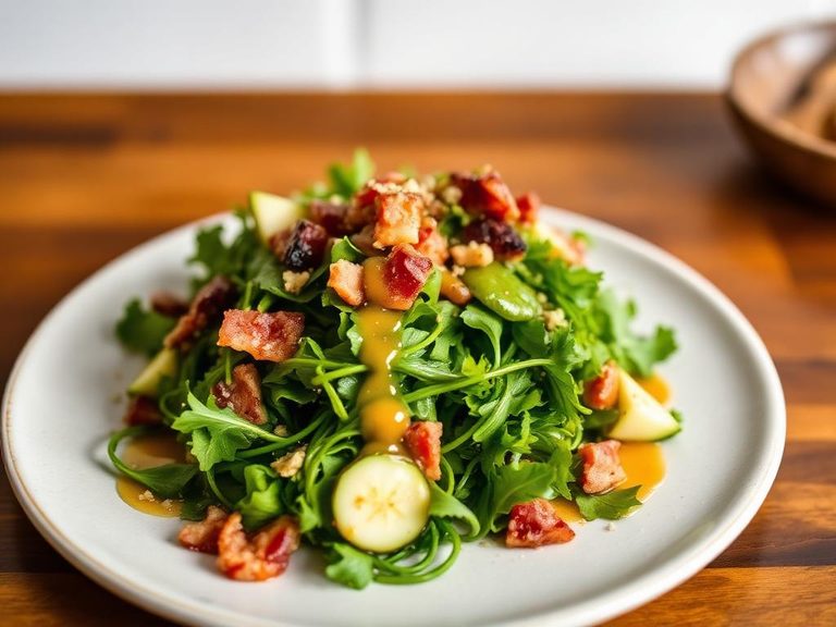 Dandelion Green Salad with Warm Bacon Dressing