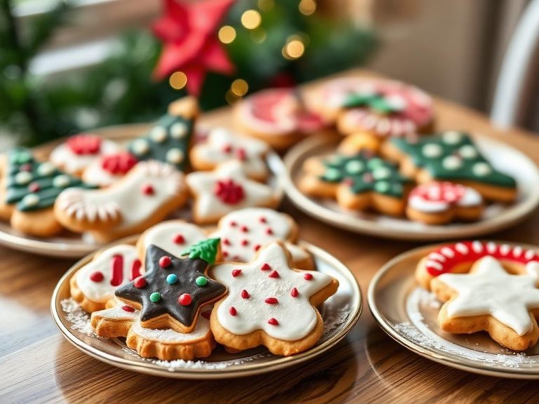Decorated holiday cookie platters