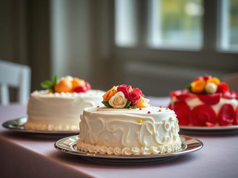 Decorated wedding cakes
