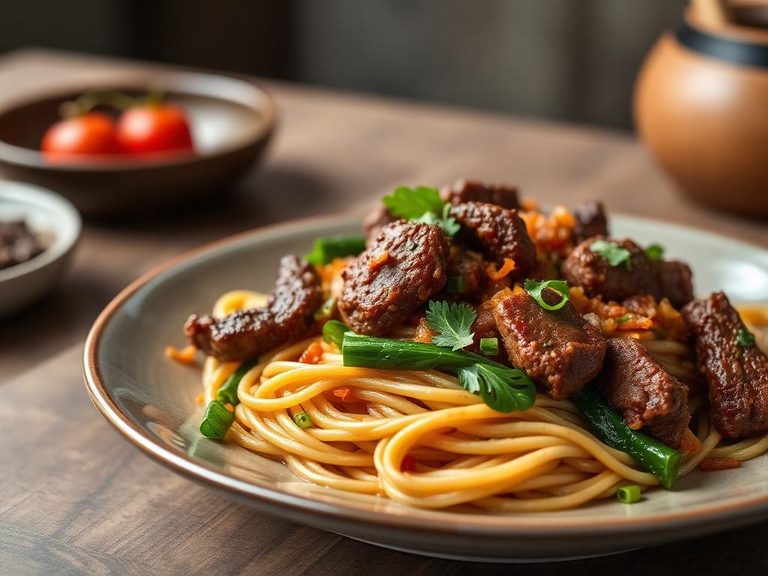 Deer meat noodle stir-fry