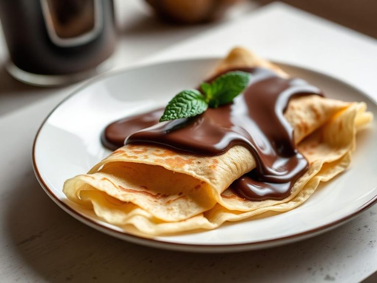 Dessert crepe with chocolate ganache