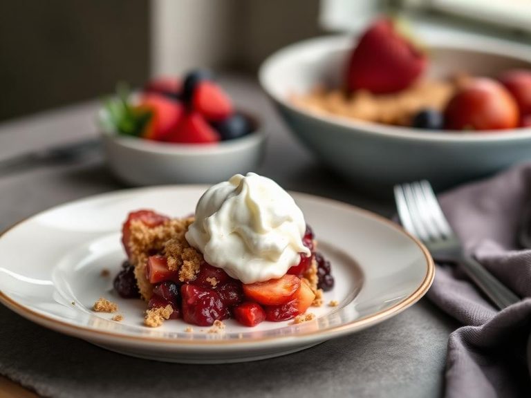 Dessert topping for warm fruit crumbles