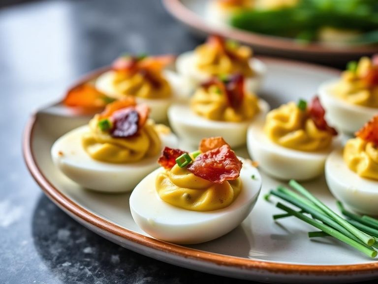 Deviled Eggs with Bacon and Chives