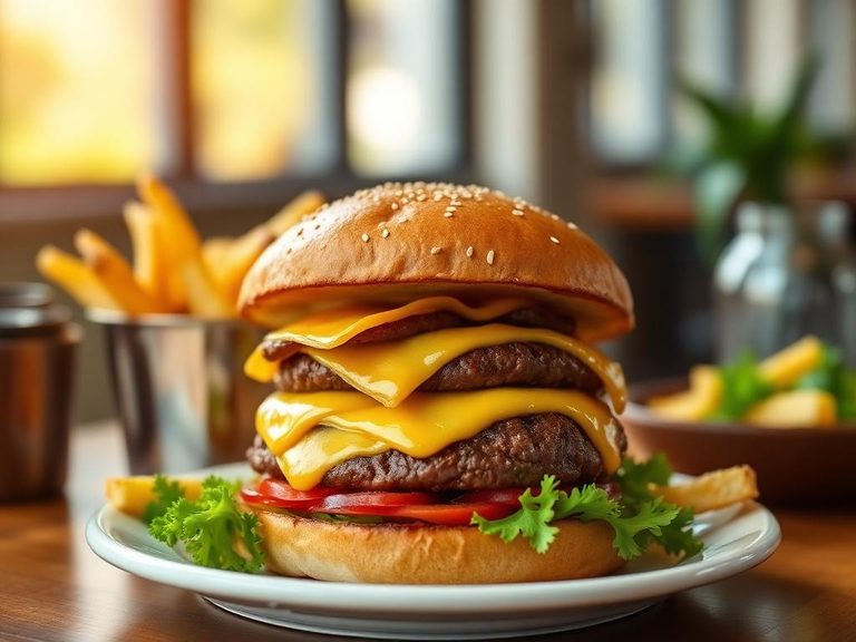 Double cheeseburger with fries