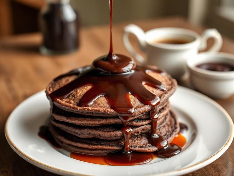 Double Chocolate Pancakes with Chocolate Syrup