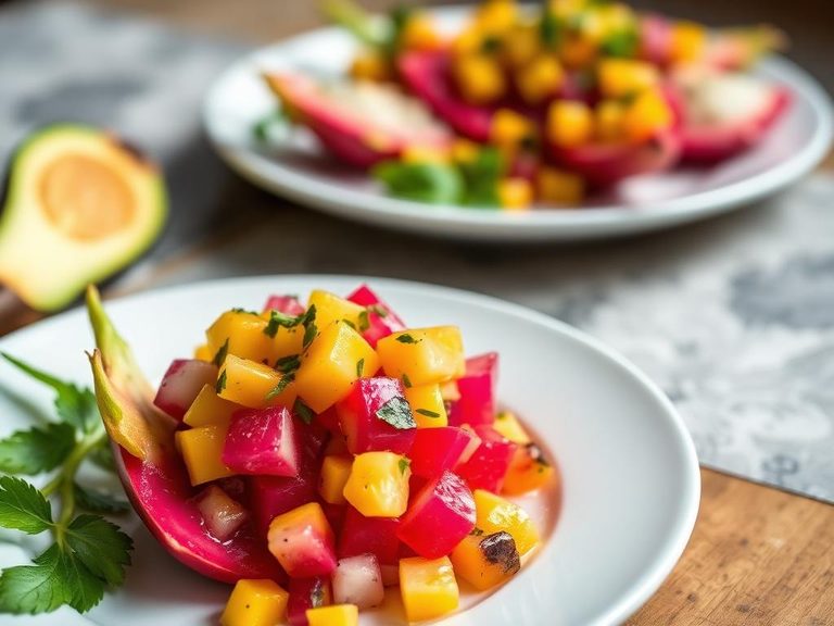 Dragon fruit and mango salsa