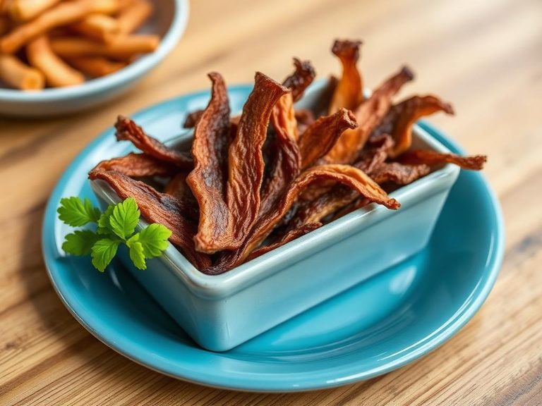 Dried meat strips as a travel snack