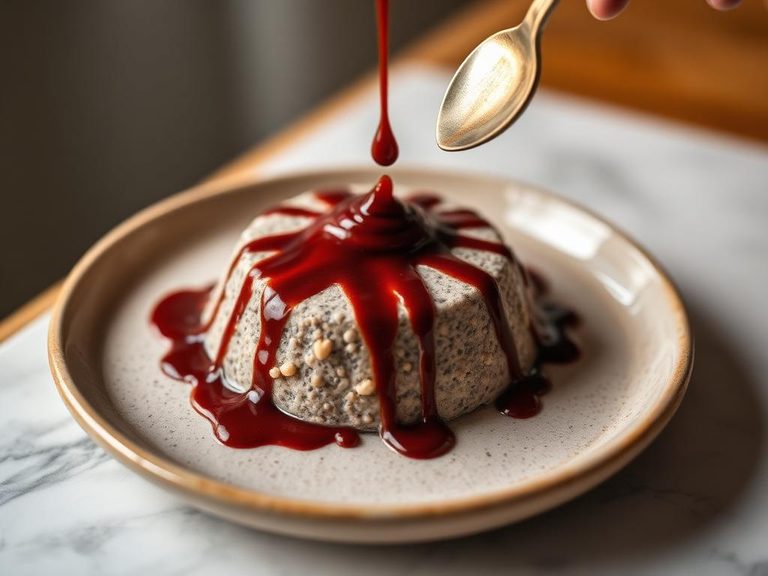 Drizzled over chia pudding