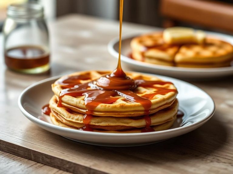 Drizzled over plain pancakes or waffles
