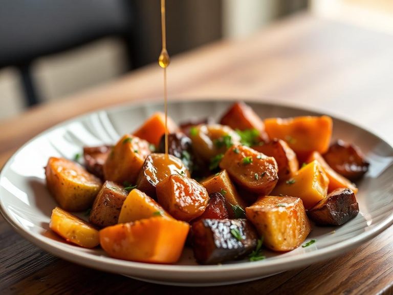 Drizzled over roasted root vegetables
