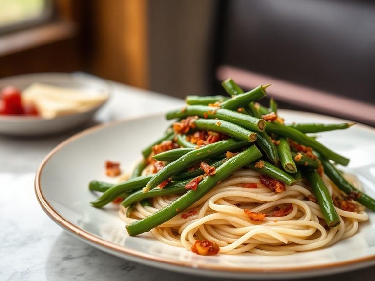 Dry-Fried Green Beans with Rice Noodles