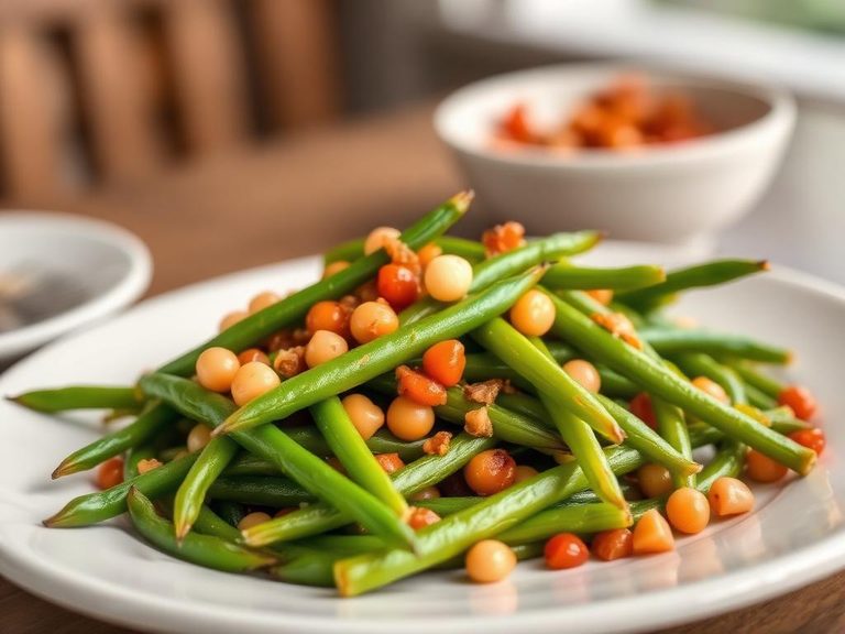 Dry-fried green beans with soybeans