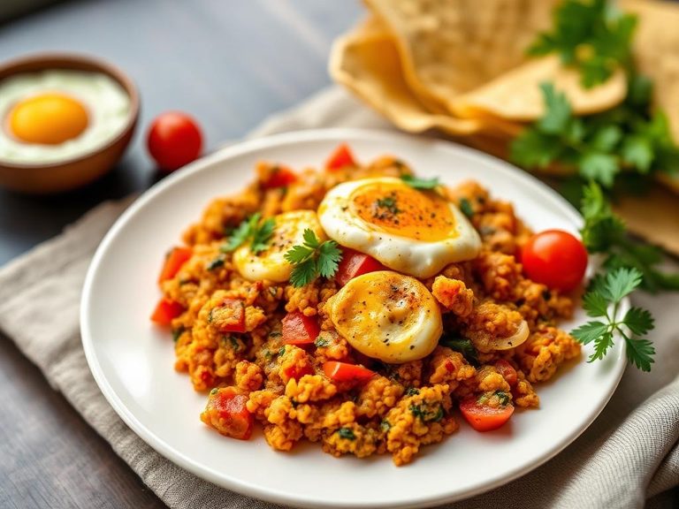 Egg Bhurji (Indian spiced scrambled eggs with tomatoes and onions)