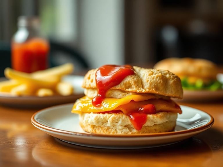 Egg Biscuit Sandwich with Hot Sauce